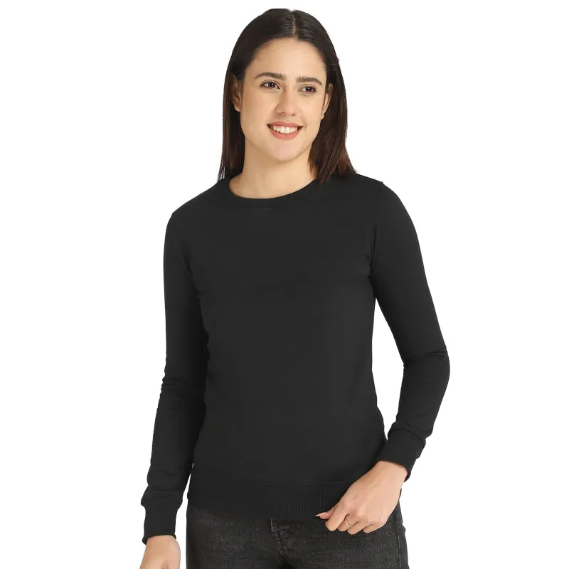 Women’s Fleece Sweatshirt – Regular Fit Round Neck Full Sleeve Winter Top