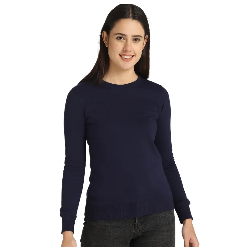 Women’s Round Neck Winter Sweatshirt – Full Sleeve Regular Length Fleece Top