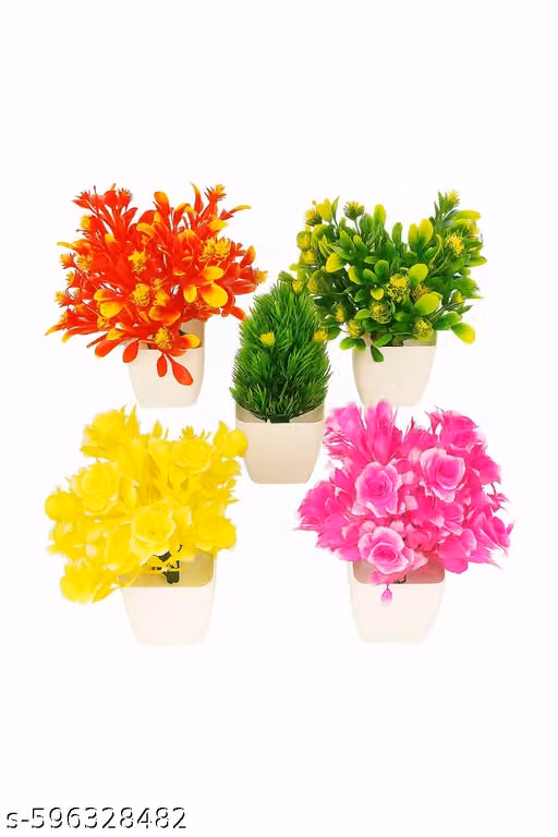Cute Artificial Plants & Flowers Decorative Set of 5