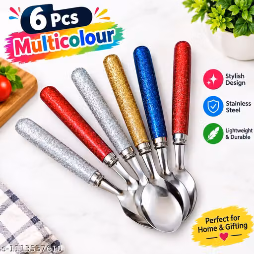 Fancy Multicolour Steel Spoons Set of 6