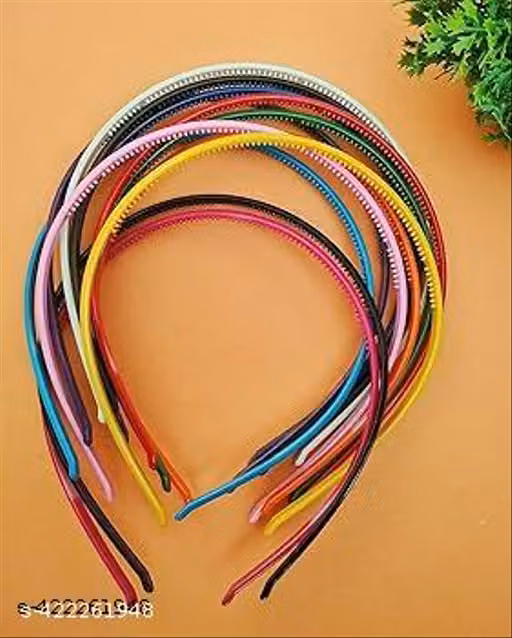 Matte Plastic Hair Bands Set of 12 for Girls & Women