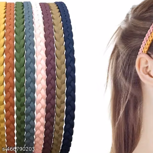 Skinny Braided Solid Headbands Set of 12 for Girls & Women