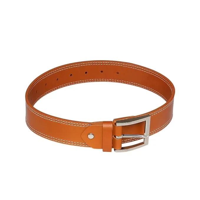 Men’s Genuine Leather Belt with Silver Buckle – Tan Casual & Formal Belt