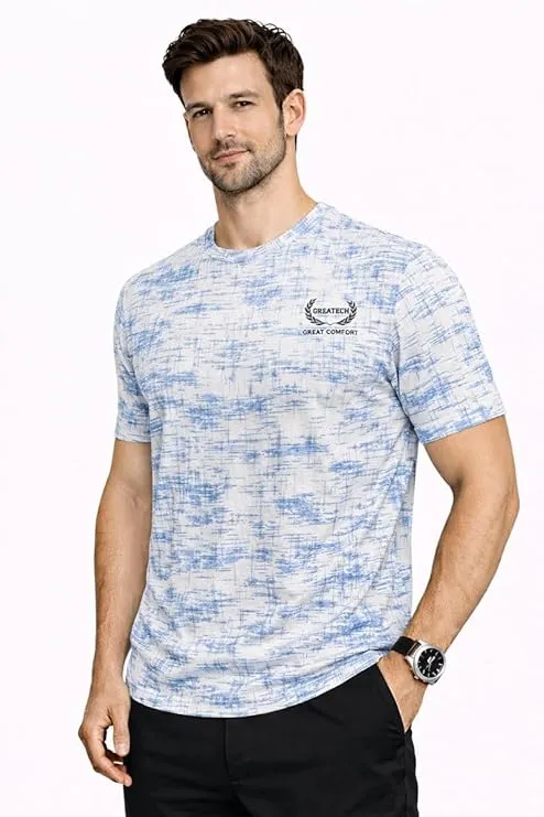 T-Shirts – Men’s Printed Stretchable Spandex Regular Fit Casual Wear