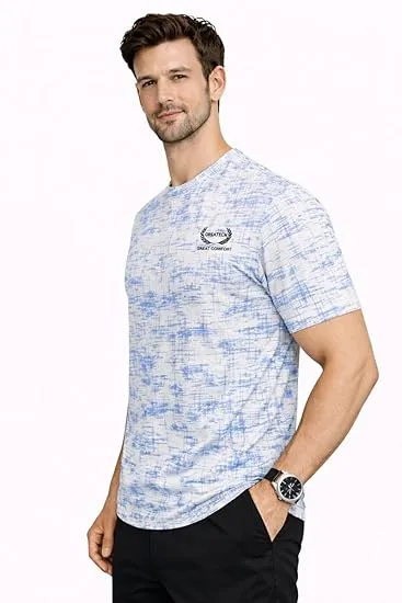 T-Shirts – Men’s Printed Stretchable Spandex Regular Fit Casual Wear