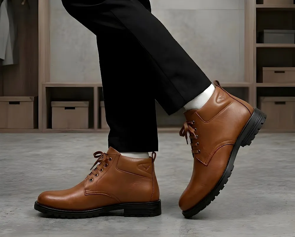 Latest Premium Goat Leather Men Safety Boots | Heavy Duty Industrial Work Boots for Men | Fashion Anti-Slip Durable Construction Shoes For men