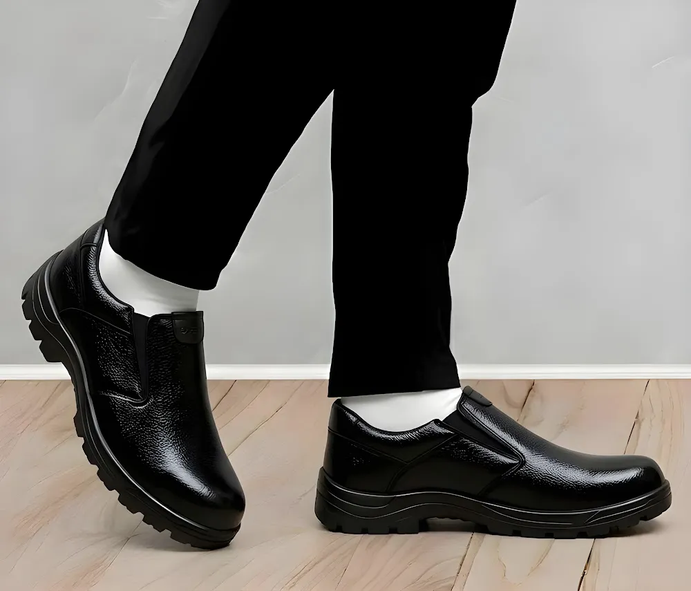 Latest Stylish Genuine Mild Leather Police Safety Shoes for Men | Heavy Duty Steel Toe Tactical Boots | Anti-Slip Industrial Work Footwear For Men