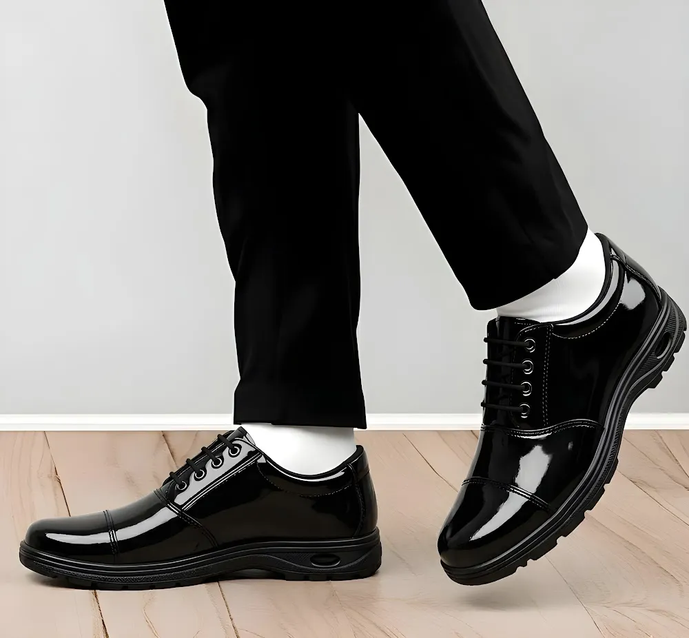 Latest Graceful Genuine Mild Leather Police Safety Shoes for Men | Steel Toe Heavy Duty Tactical Work Shoes | Anti-Slip Industrial Security Footwear For Men