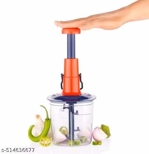 650ml Manual Hand Press Vegetable Chopper with 3 Stainless Steel Blades
