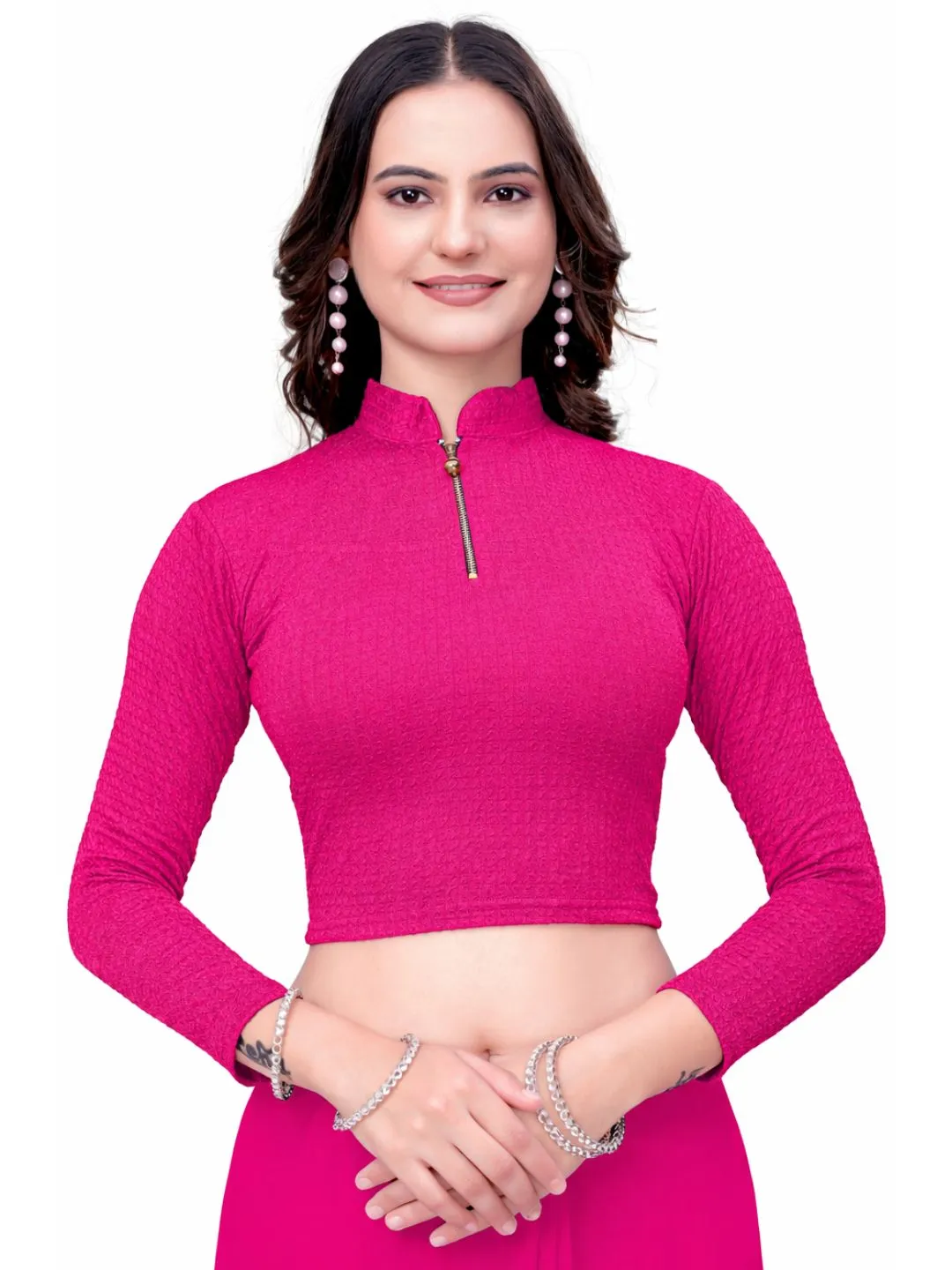 Rani Bubble Blouse for Women | Designer Readymade Choli | Stretchable Full Sleeve Saree Blouse