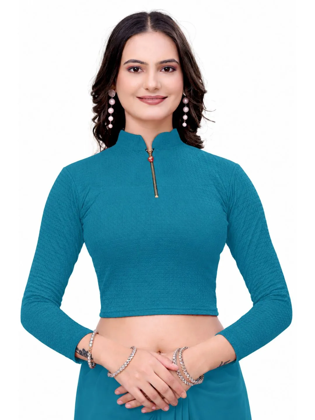 Rama Bubble Blouse for Women | Stylish Readymade Saree Blouse | Stretchable Full Sleeve Choli