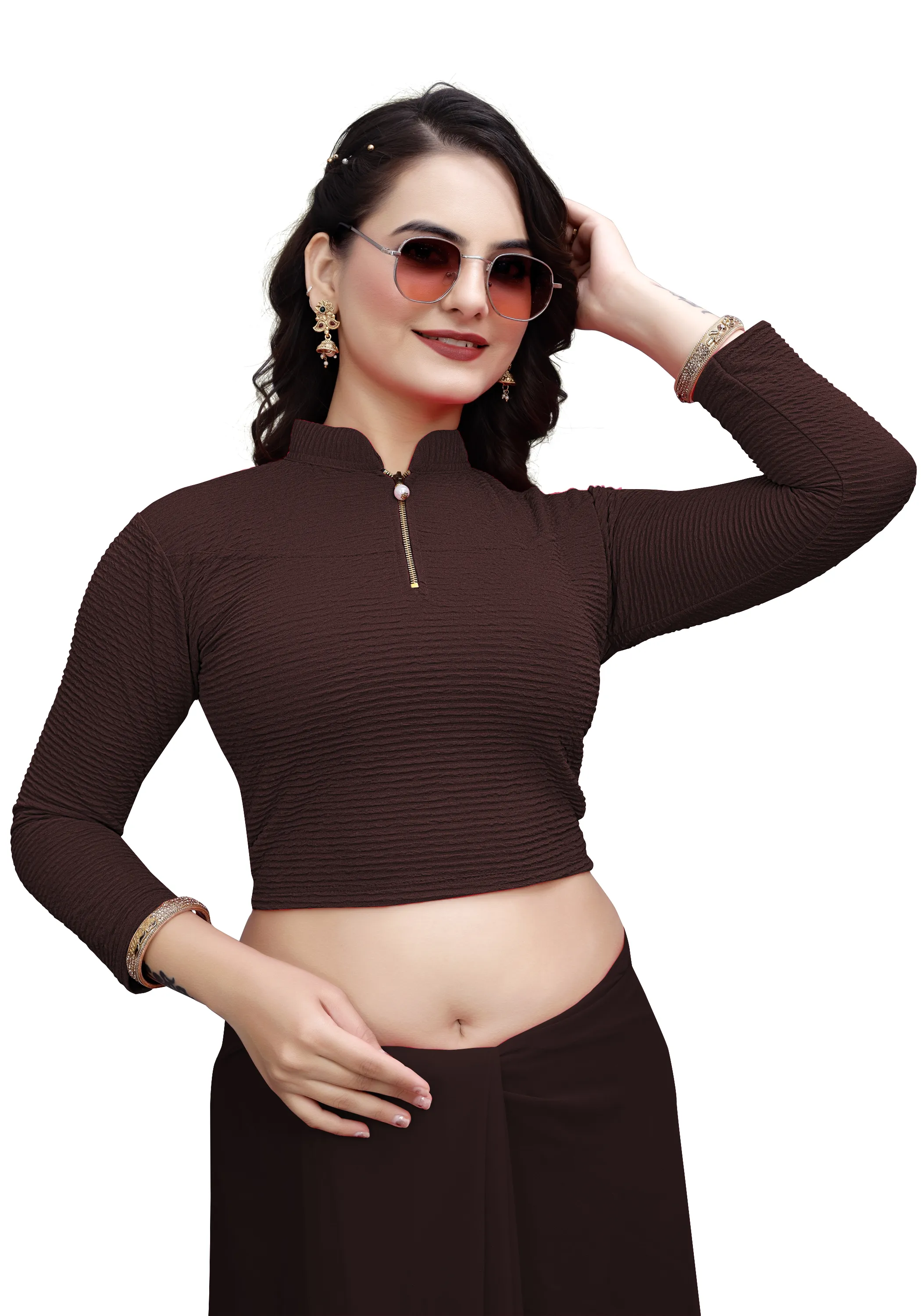 Crush Chain Blouse for Women | Stretchable Cotton Blend Saree Blouse