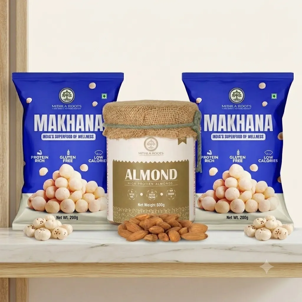Mithila Roots Almonds & Makhana Dry Fruits Combo Pack | 900g