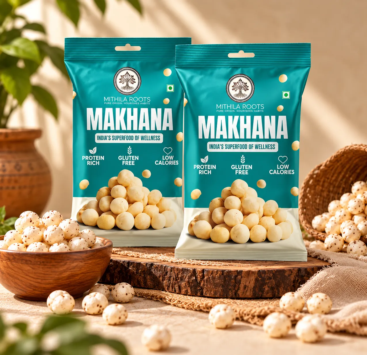 Mithila Roots Premium Jumbo Phool Makhana Fox Nuts Pack of 2 | 400g