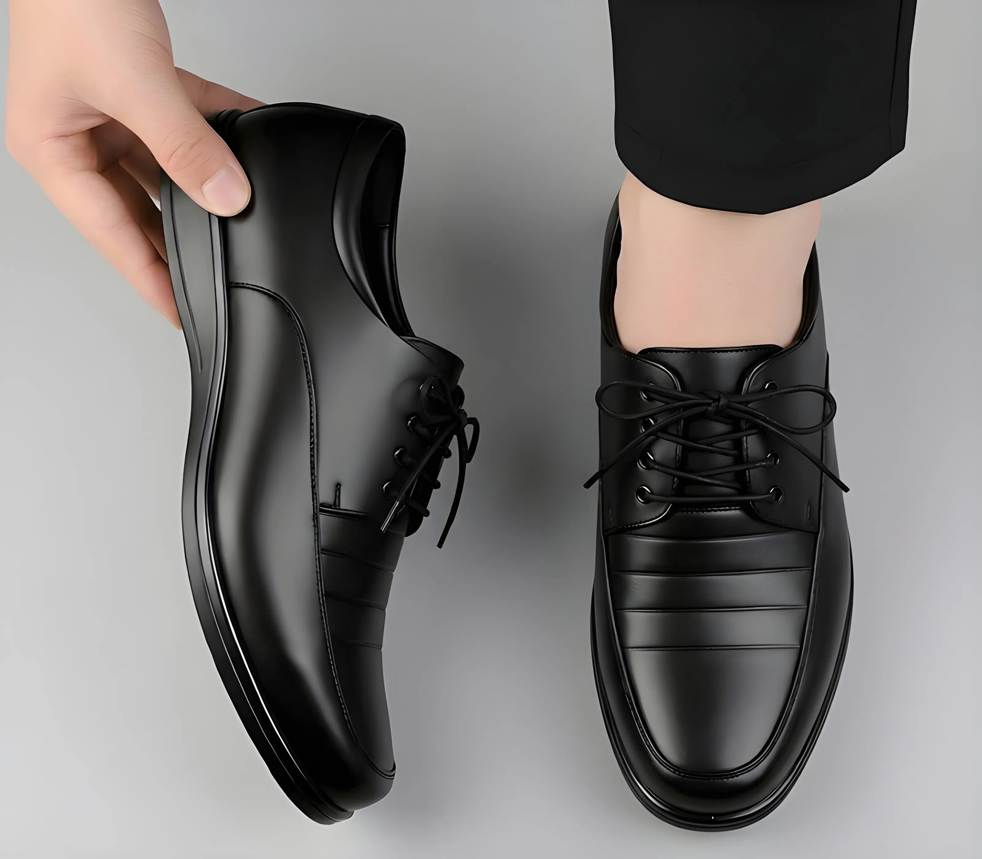 Men's Black Derby Shoes | Fashionable Formal Office Footwear