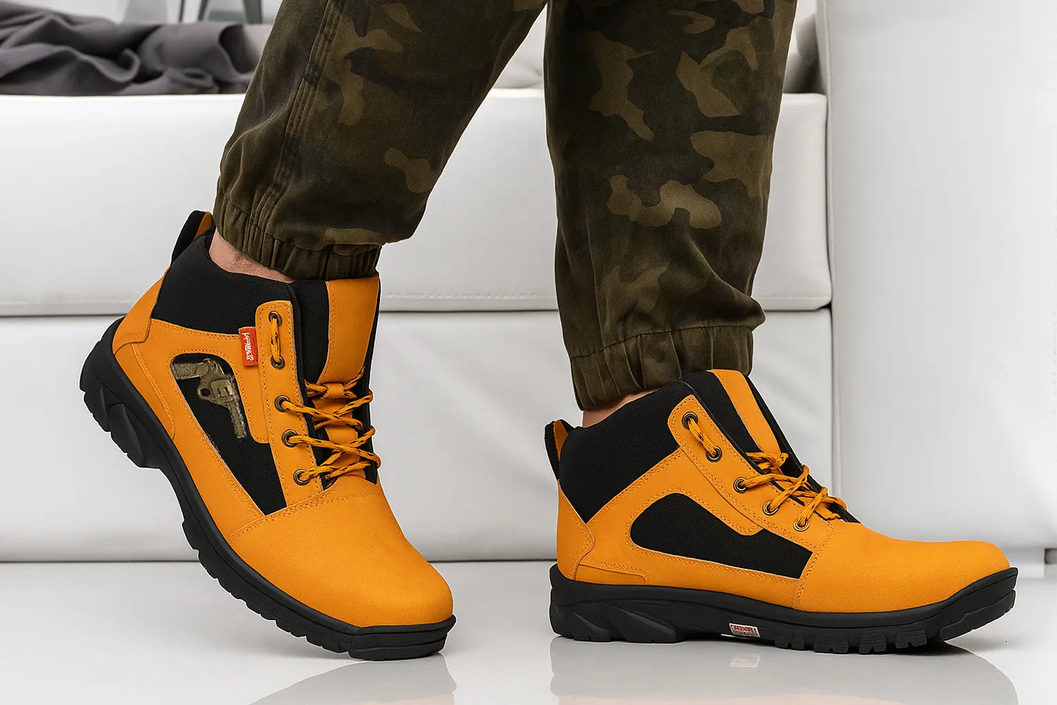 Men's Tan Gun Boots | Stylish Faux Leather Slip-On Ankle Boots for Men & Boys