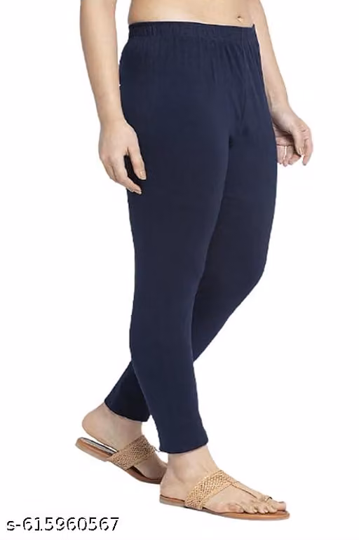 Women’s Cotton Ankle Length Solid Leggings with Elastic Waistband