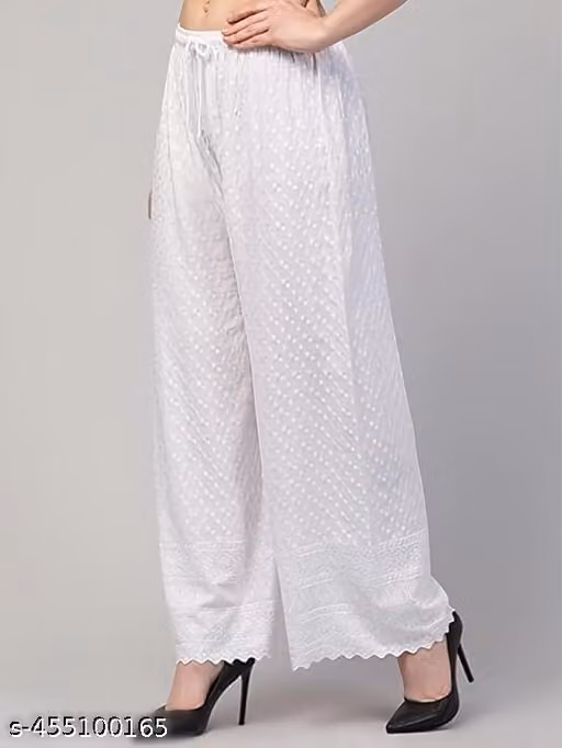 Women’s Cotton Chikankari Embroidered Palazzo Pants