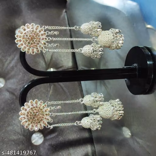 Trendy Lightweight Garnet Jhumka Earrings for Women – Silver Plated