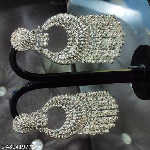 Trendy Lightweight Oxidised Silver Chandelier Earrings for Women