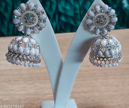 Tysi Designer Exclusive White Pearl Jhumka Earrings for Women – Gold Plated