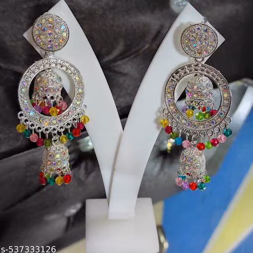 Double Layered Gold-Plated Kundan Hoop Jhumka Earrings for Women