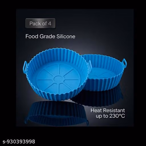 Pack of 4 Reusable Silicone Air Fryer Basket Liners, 8 Inch Non-Stick Cooking Pots