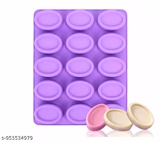 15 Cavity Oval Silicone Soap Making Mould, Reusable DIY Soap Mold