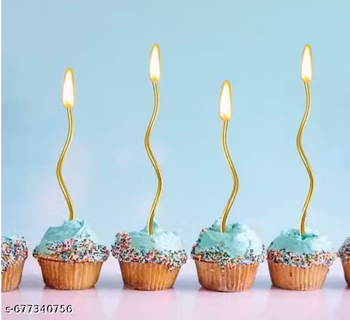 Pack of 6 Golden Spiral Birthday Cake Candles – Twisty Metallic Party Decoration