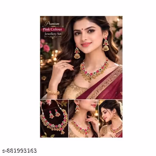 Gold-Plated Style Oxidised Silver Pearl Necklace Set with Matching Earrings for Women