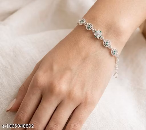 Gold-Plated Multicolour Floral Stone Link Bracelet for Women and Girls