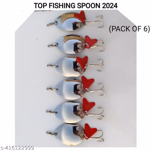 Dardevle Silver Haiderabadi Fishing Spoon Lure Set of 6 with Treble Hooks