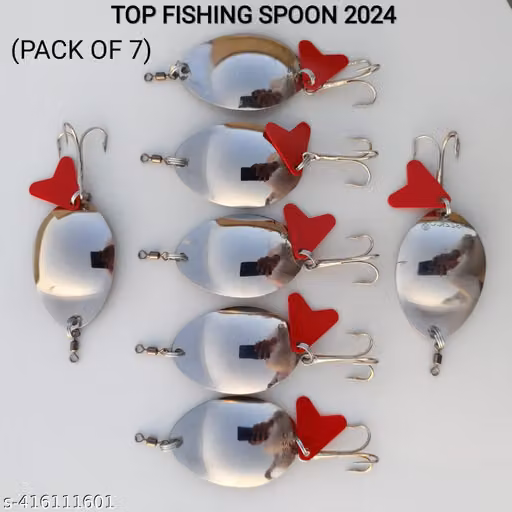 Dardevle Silver Haiderabadi Fishing Spoon Lure Set of 7 with Treble Hooks