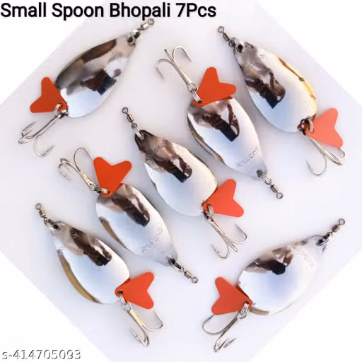 P S N S Attract Fish Spoon Lure Set of 7, 18 Gram Stainless Steel Fishing Spoons with Red Heart Treble Hooks