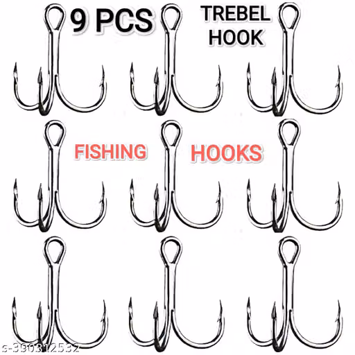 P S N S Nickel-Plated High Carbon Steel Treble Fishing Hooks No. 4/0 – Pack of 9
