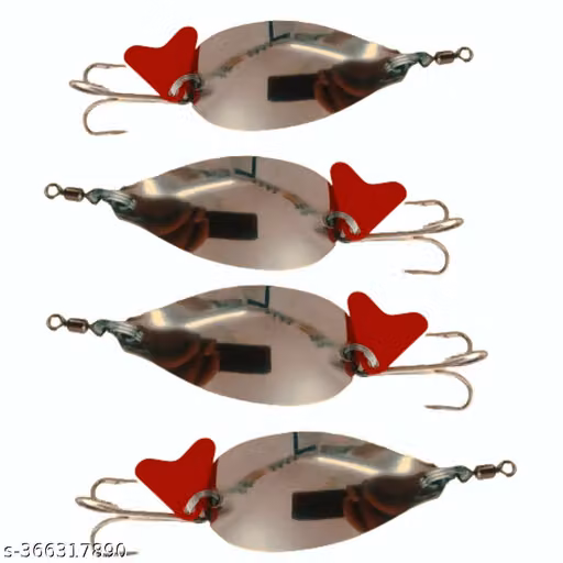 P S N S Stainless Steel Fishing Spoon Lures Set of 4, 18 Gram Each with Treble Hooks