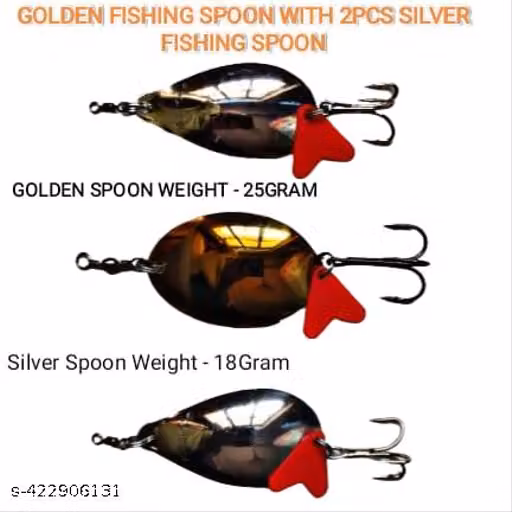 PSNS Fishing Spoon Lure Combo Set of 3 – Golden Hayderabadi and Silver Bhopali Spoons