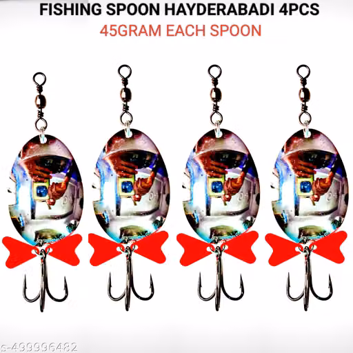 P S N S Heavyweight Hayderabadi Stainless Steel Fishing Spoon Lures Set of 4, 45 Gram Each