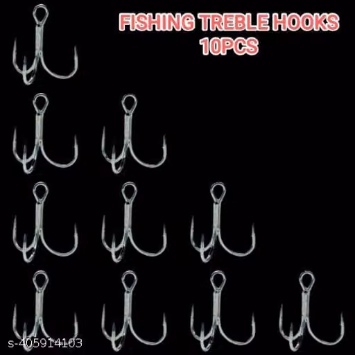 P S N S High-Carbon Steel Treble Fishing Hooks – Pack of 10