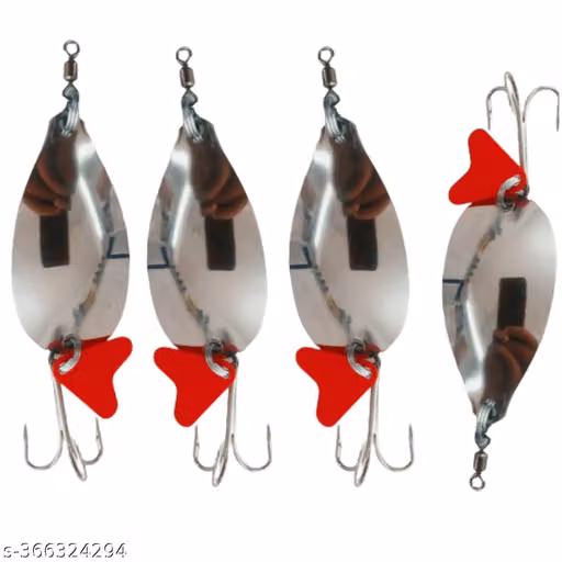 P S N S Stainless Steel Fishing Spoon Lures Set of 4, 18 Gram Each with Treble Hooks