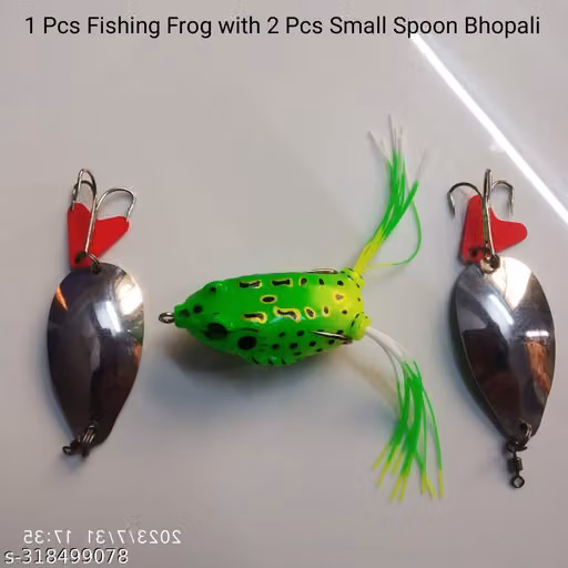 Fishing Frog Lure with 2 Stainless Steel Fishing Spoon Lures