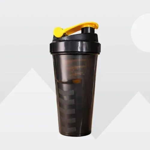 FITROX PRO Protein Shaker Bottle 700 ml – Black with Yellow Flip Cap for Gym & Fitness