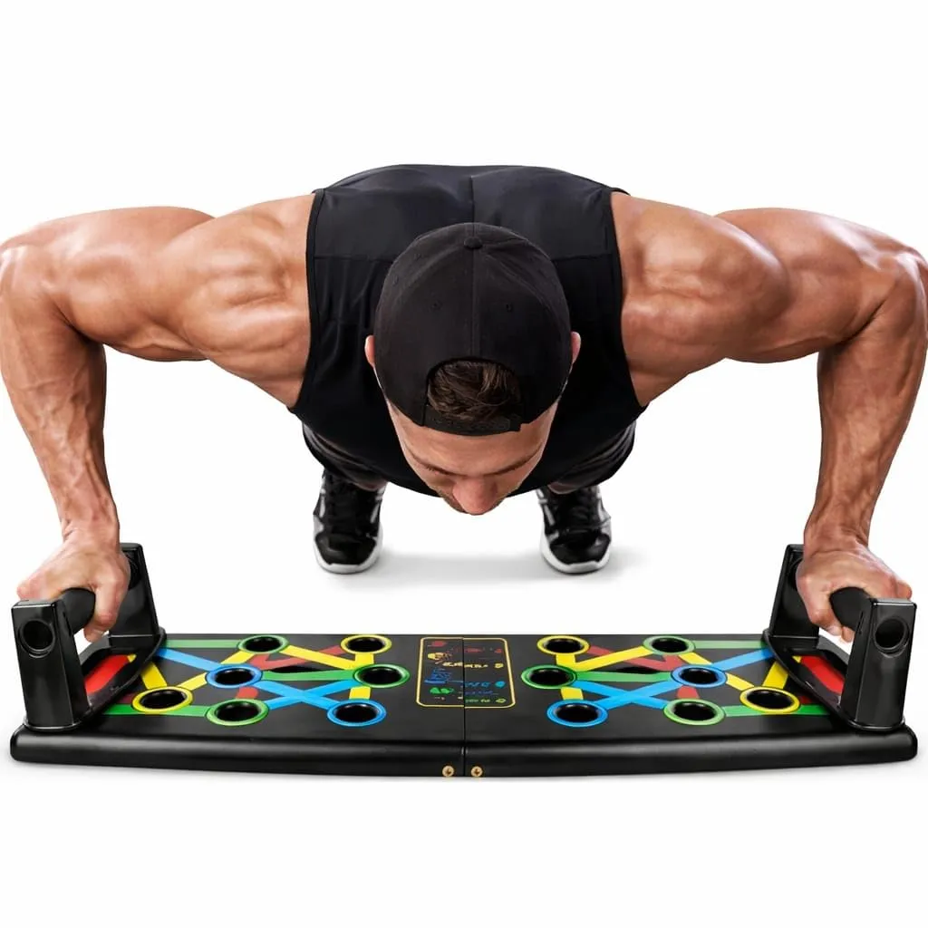 FITROX PRO 15-in-1 Foldable Push-Up Board with Detachable Handles – Home Gym Workout Equipment