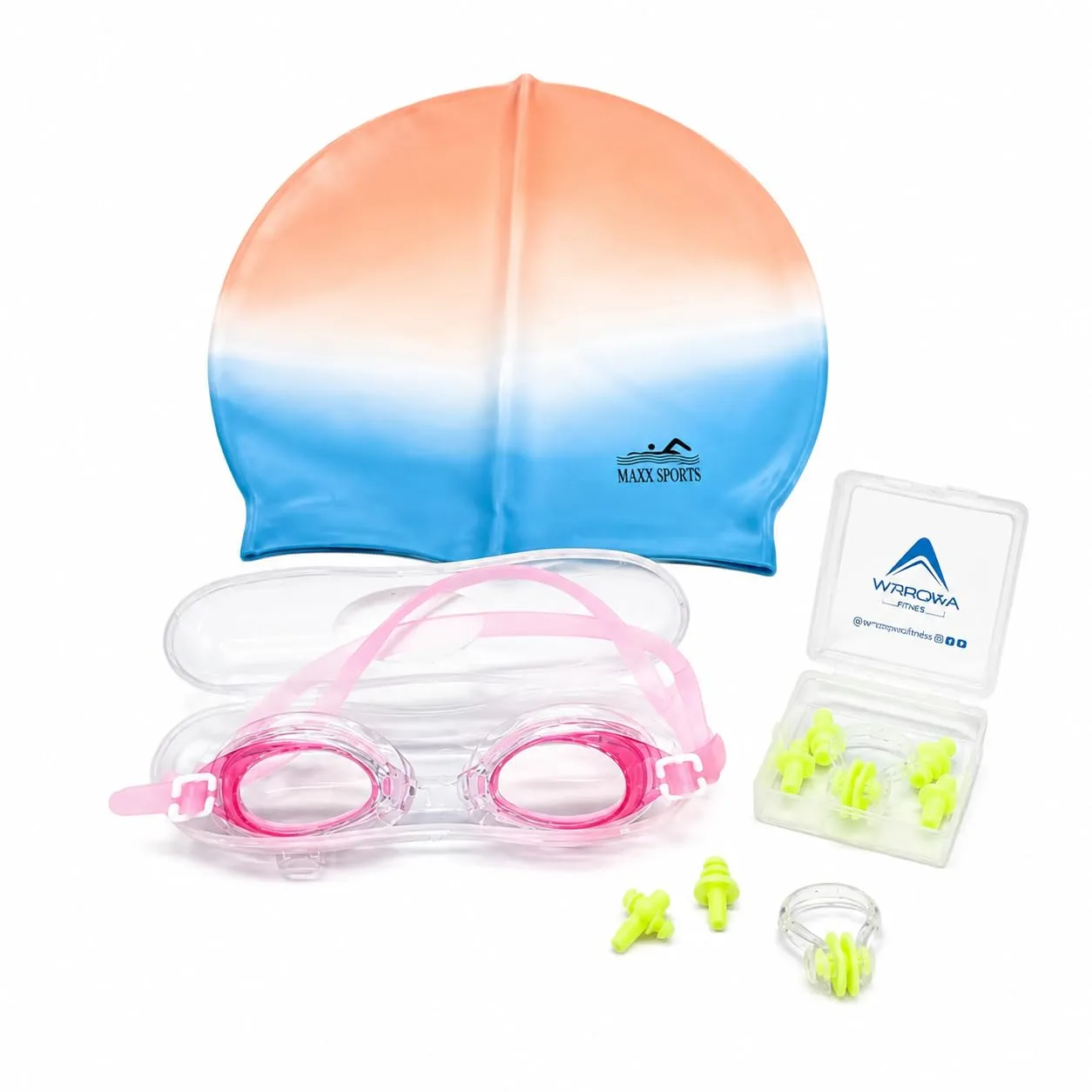 FITROX PRO Silicone Swimming Cap with Free Ear Plugs – Unisex Stretchable Waterproof Swim Cap for Men, Women & Kids