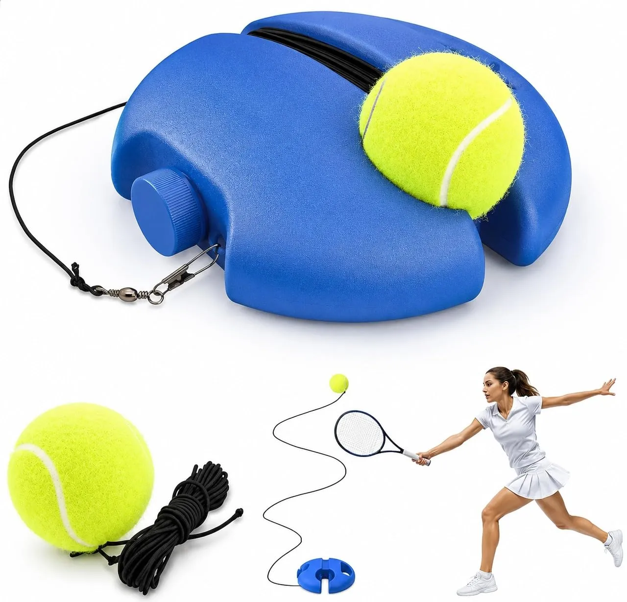 FITROX PRO Tennis Trainer Rebound Ball Set with Elastic Cord – Solo Tennis Practice Equipment for Kids & Adults