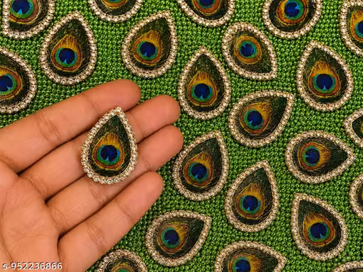 Pack of 20 Teardrop Rhinestone Border Decorative Patches for Poshak, Boutique & DIY Crafts