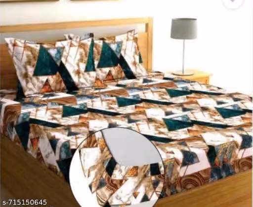 Floral Cotton Elastic Fitted Bedsheet Double King Size with 2 Pillow Covers