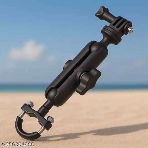 Universal Rotational Bike Handlebar Camera Mount – Aluminum Alloy Double Ball Head Clamp for Motorcycle & Bicycle
