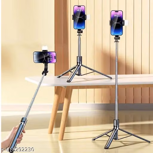 Long Selfie Stick with Big Tripod Stand & Wireless Bluetooth Remote – Black, Compatible with All Smartphones