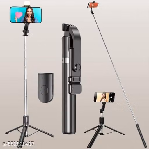 R1-L Extendable Selfie Stick Tripod 153cm with Bluetooth Remote – 3-in-1 Rotatable Mobile Stand